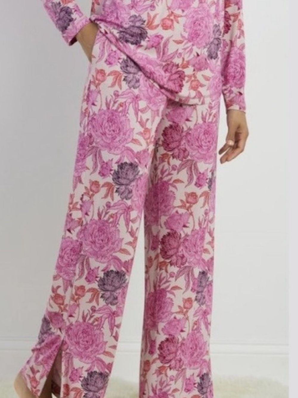 NWT Soft Surroundings Blissful Bamboo Rose Long Sleeve Sleepwear Top Size M